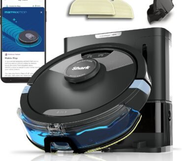 Shark Matrix Plus 2in1 Robot Vacuum & Mop with Sonic Mopping, Matrix Clean, Home Mapping, HEPA Bagless Self Empty Base, CleanEdge, for Pet Hair, Wifi, Black/Silver (RV2610WA)